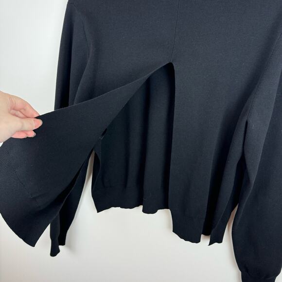 Kobi Halperin Womens Open Back Side Slits Black Crewneck Sweater Sz XL | Neutral - Picture 10 of 16